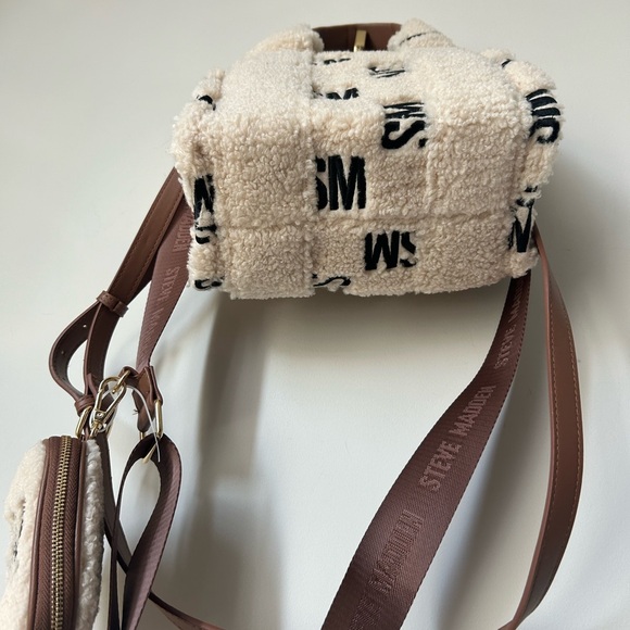 Steve Madden Embroidered Cream Sherpa Satchel - Picture 6 of 6